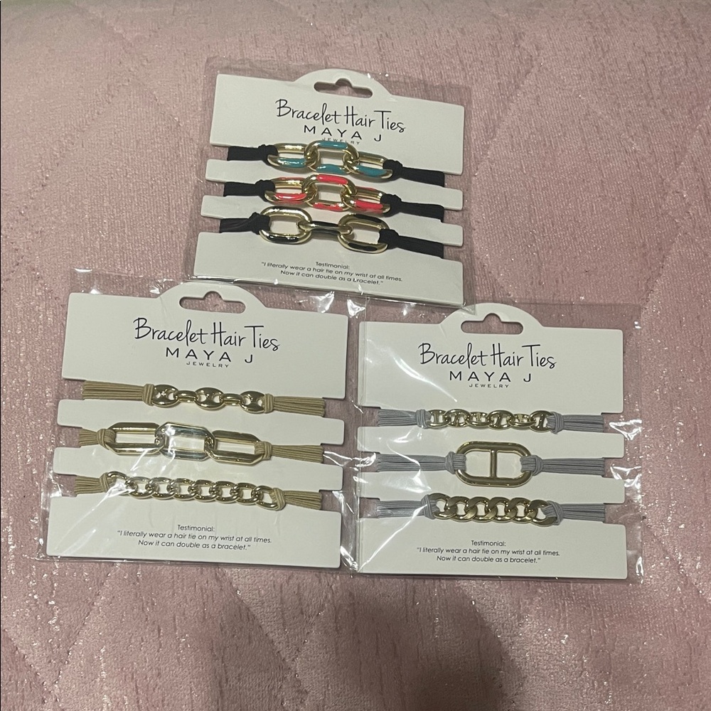 Maya Bracelet Hair Ties - Black, Gold, Pink